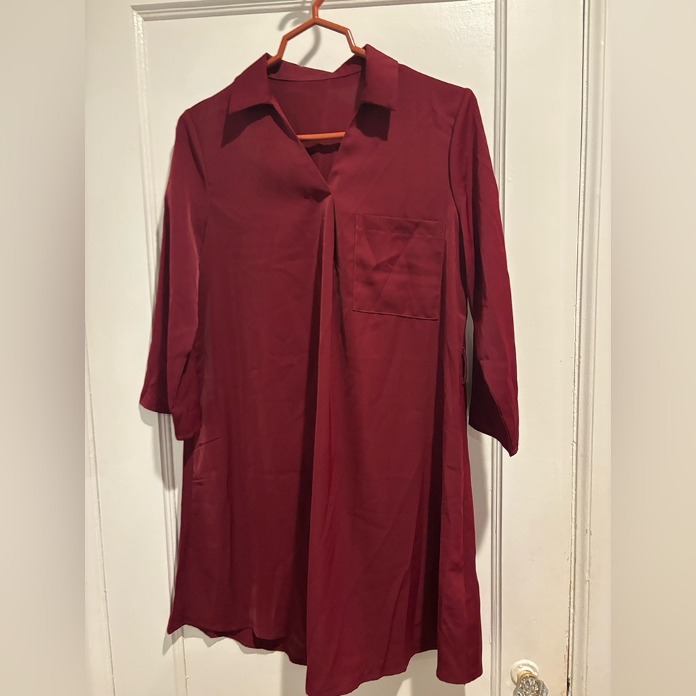 Halara Elegant Burgundy Dress with Pocket
